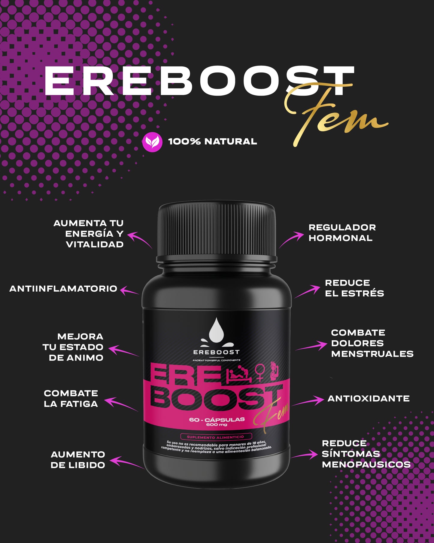 EREBOOST FEM | 60 Cápsulas | Pack 3 meses