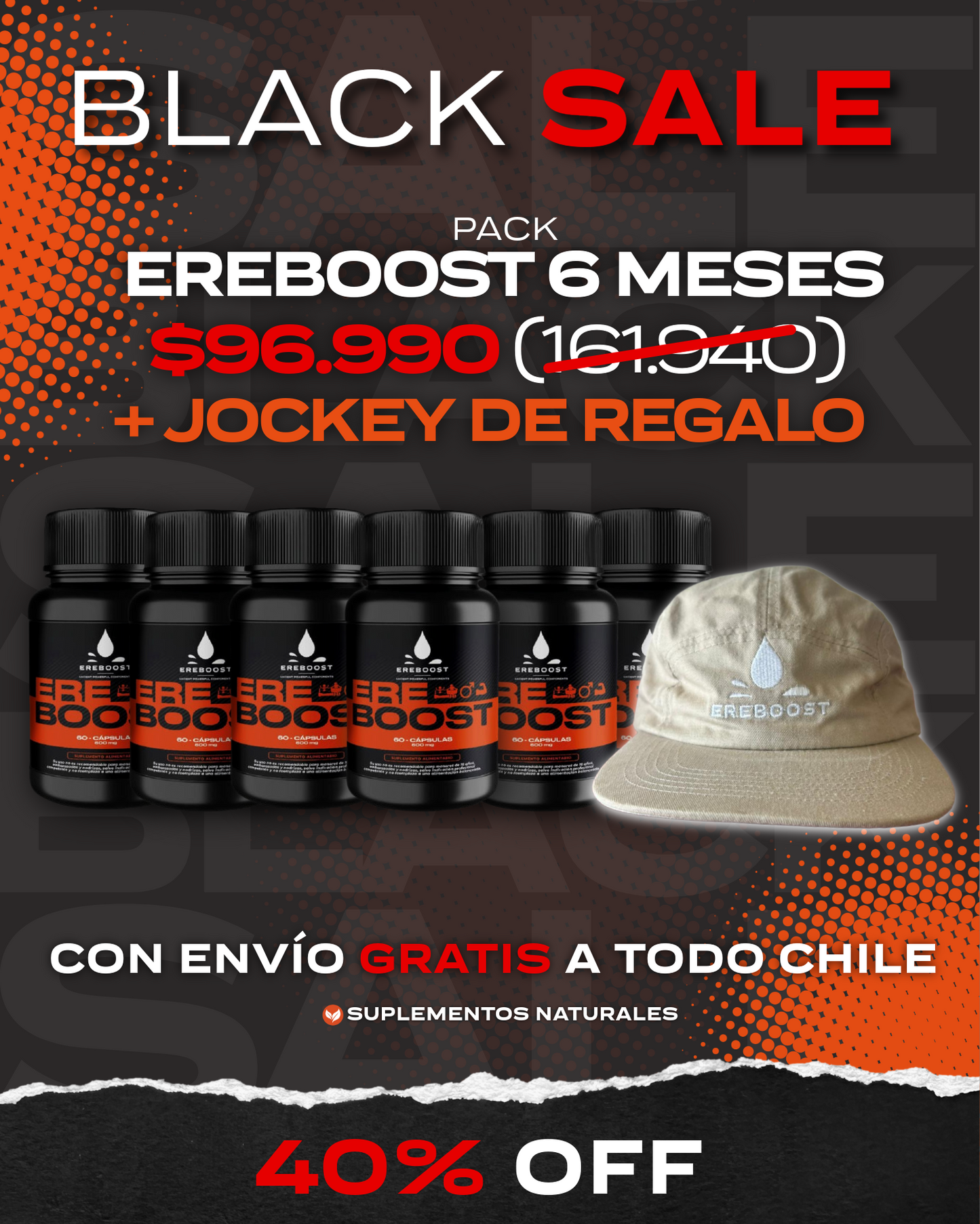EREBOOST | 60 Cápsulas | Pack 6 meses Black